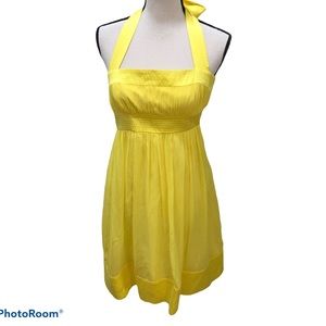 Maggy London yellow silk halter dress Size 4P